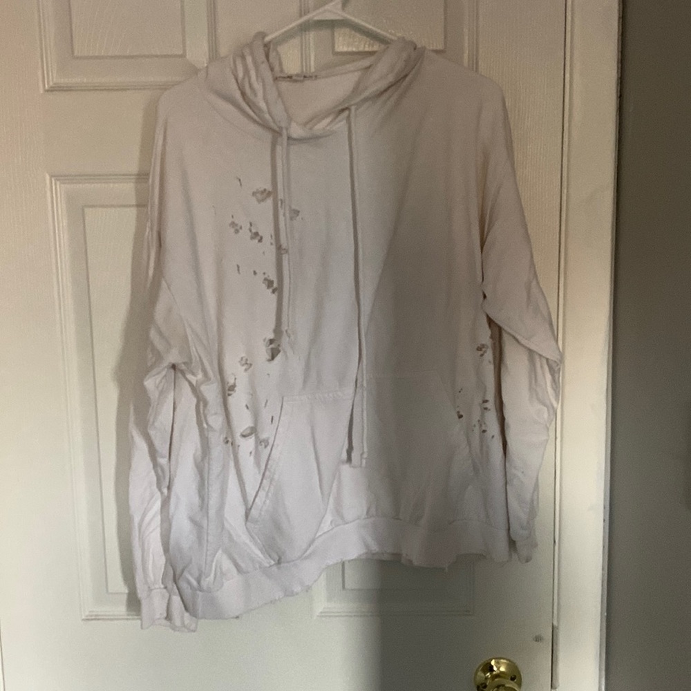 White distressed large sweater